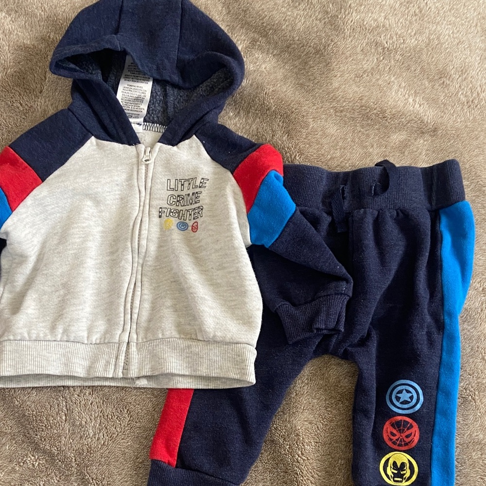 Marvel Little Crime Fighter Hoodie & Joggers Set - Navy, Gray, Red, Blue
